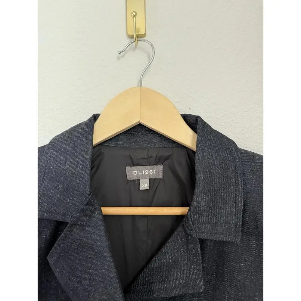 DL1961 Coated Denim‎ Indigo Elevated Contemporary Blazer Coat Sz XS